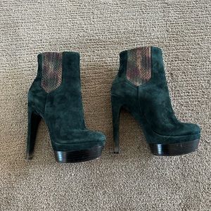 Rachel Zoe green real snake/kid suede boot